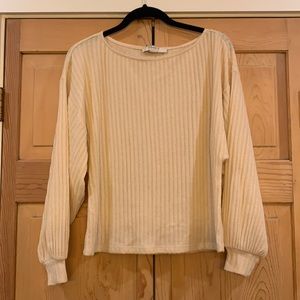 Cream scoop neck light weight sweater